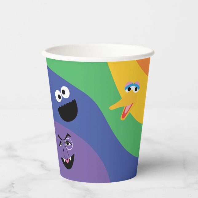Vasos De Papel Plaza de papel arcoiris de Sesame Street (Anverso)