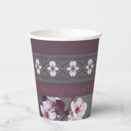 Vasos De Papel Pluma Verde verde azulada Y Rosa