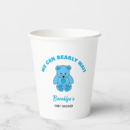 Vasos De Papel Podemos Esperar A Baby Shower Blue Teddy Bear