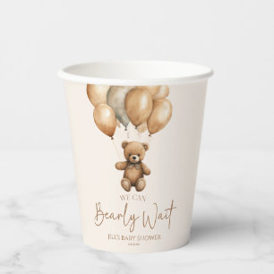 Vasos De Papel Podemos Esperar A Boho Teddy Bear Baby Shower