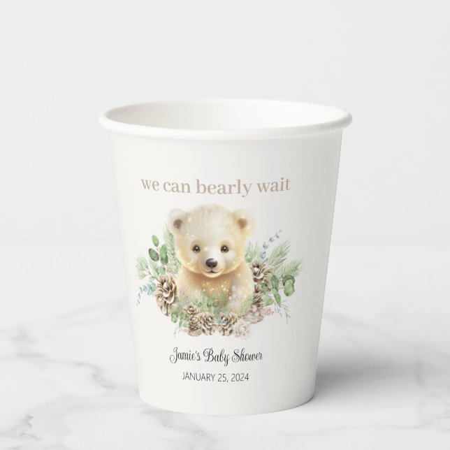 Vasos De Papel Podemos Esperar A Cub Polar Bear Baby Shower (Reverso )