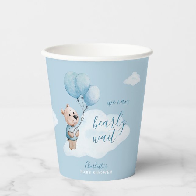 Vasos De Papel Podemos Esperar A Teddy Bear Baby Shower (Anverso)