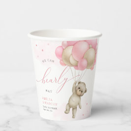 Vasos De Papel Podemos Esperar A Teddy Bear Chica Baby Shower