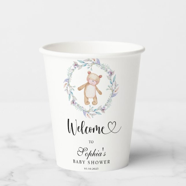 Vasos De Papel Podemos esperar la ducha de bebé (Anverso)