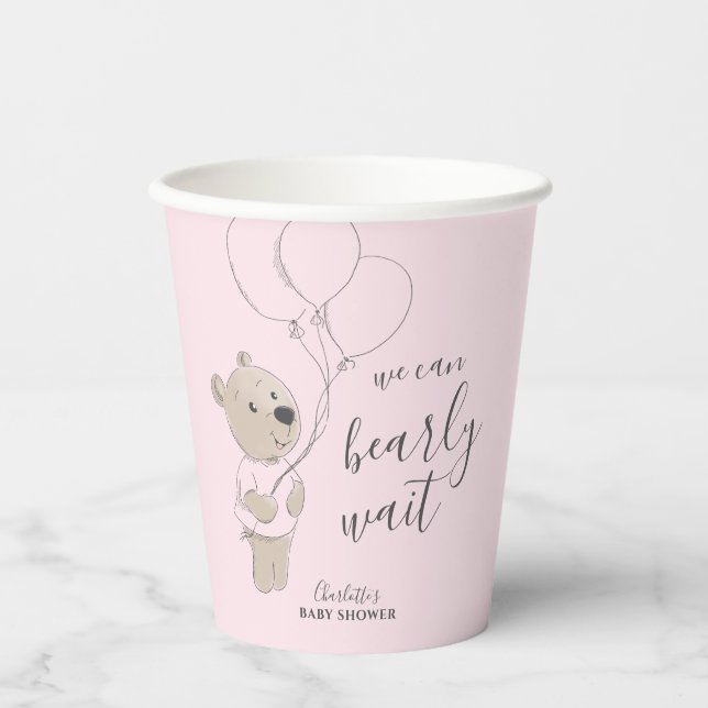 Vasos De Papel Podemos Esperar. | Teddy Bear Baby Shower (Anverso)