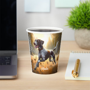 Vasos De Papel Pointer Alemán de Pelo Corto Corriendo