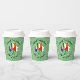 Vasos De Papel Poland Ireland USA Shamrock Flag Personalized Text
