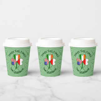 Vasos De Papel Poland Ireland USA Shamrock Flag Personalized Text