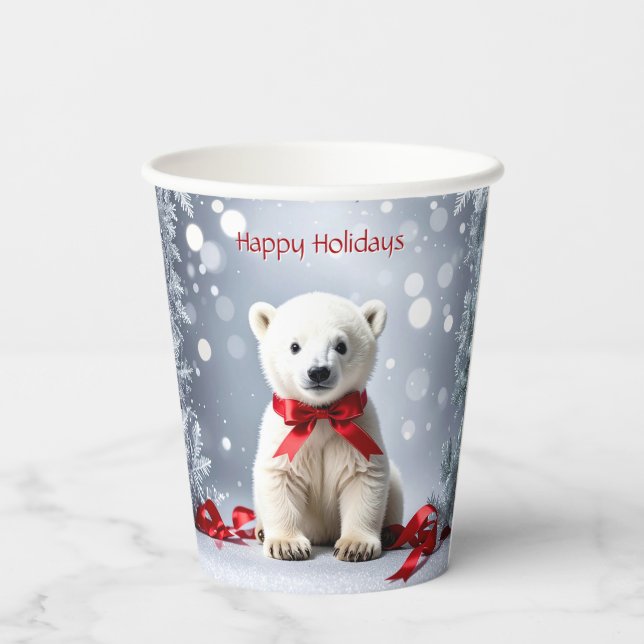 Vasos De Papel Polar Bear Christmas Holiday Paper Cups (Reverso )