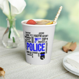 Vasos De Papel Policía con palabras descriptivas Fiestas