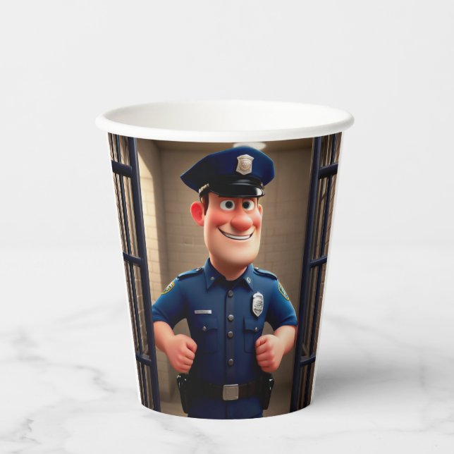Vasos De Papel Policía feliz (Anverso)