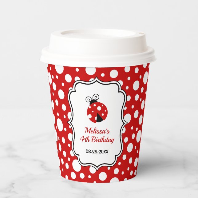 Vasos De Papel Polka Blanco Rojo puntos de paro de labios (Anverso)