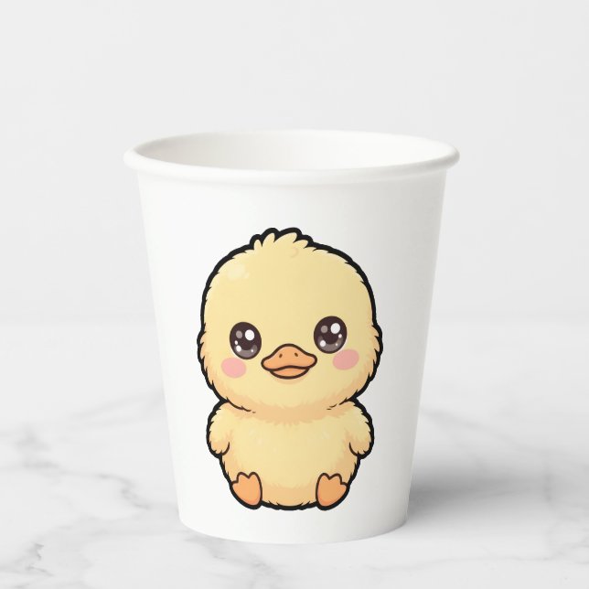 Vasos De Papel Pollito de pato bebé lindo (Anverso)