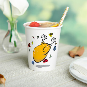 Vasos De Papel Pollo Asado de Dibujos Animados Divertido Cayendo