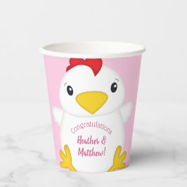 Vasos De Papel Pollo Baby Shower Pink
