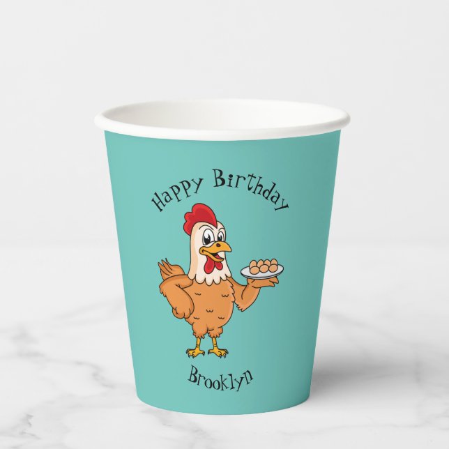 Vasos De Papel Pollo con huevos en el personalizado de placa (Anverso)