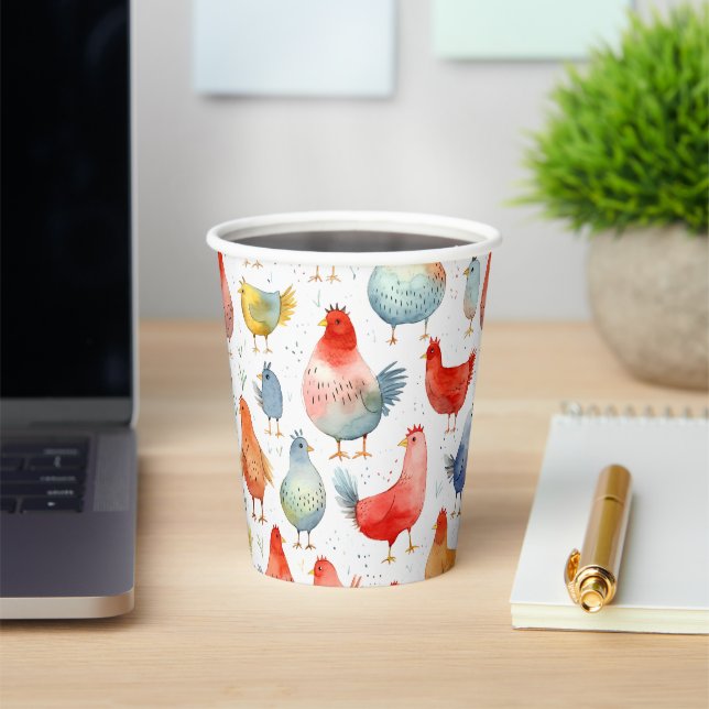 Vasos De Papel Pollos de granja (in situ)