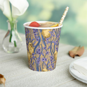 Vasos De Papel Pollos e híacintos amarillos