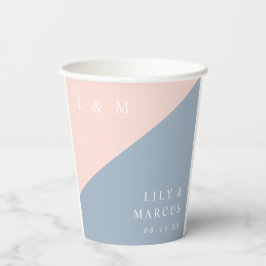 Vasos De Papel Polvo de Rubor Azul Moderno Elegante Monograma Bod