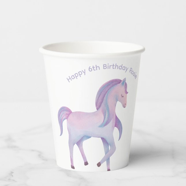 Vasos De Papel Pony mágico pastel personalizable (Anverso)