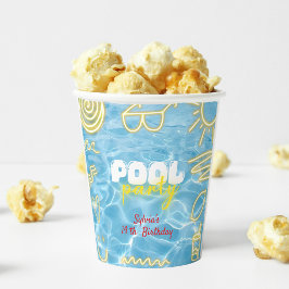 Vasos De Papel Pool summer neon vibes birthday party
