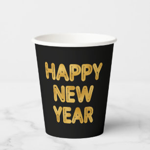 Vasos De Papel Pop Fizz Clink Typografía moderna Feliz Año Nuevo