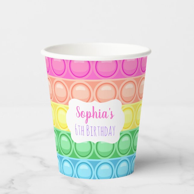 Vasos De Papel Pop It Birday Party Paper Cup, cumpleaños Chica (Anverso)