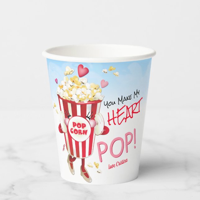 Vasos De Papel Popcorn Love Funny (Anverso)