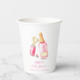 Vasos De Papel Poppin Rosa Champagne Chica de cerveza Baby Shower