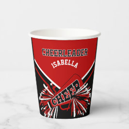 Vasos De Papel Porrista de Rojo, Negro y Blanco