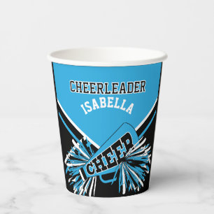 Vasos De Papel Porrista en azul, negro y blanco
