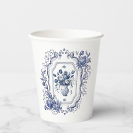 Vasos De Papel Portátil Fiesta Floral Azul Delft