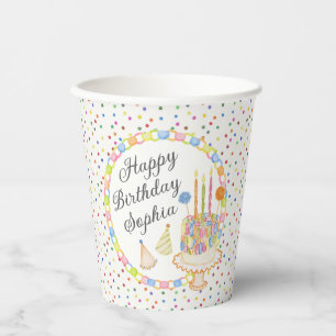 Vasos De Papel Postre de Cumpleaños con Confeti