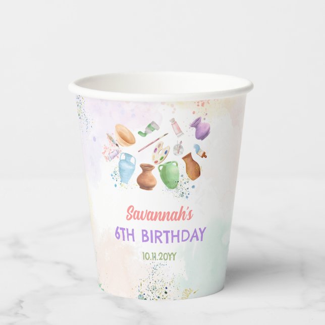 Vasos De Papel Pottery Painting Party Birthday (Anverso)
