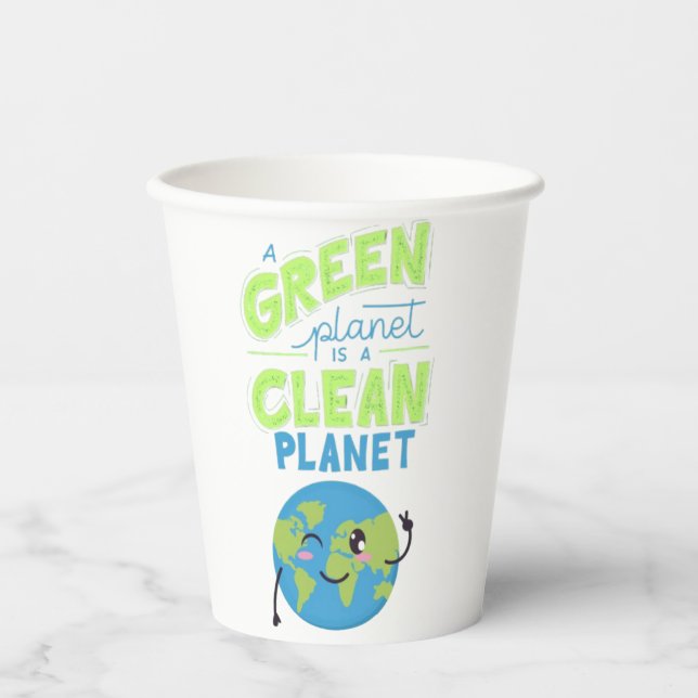 Vasos De Papel Powered by Green: Thrive with Nature" (Anverso)