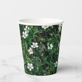 Vasos De Papel Pradera de verano Pequeñas flores silvestres blanc