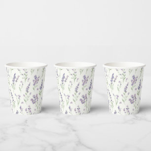 Vasos De Papel Precioso Llavender Flores Blancas Despedida de Sol