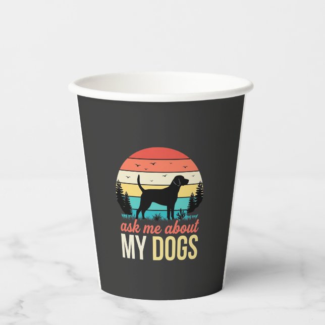 Vasos De Papel Pregúntame sobre mis perros Retro Sunset_1 (Anverso)