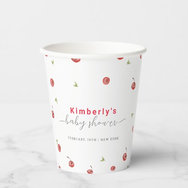 Vasos De Papel Primavera acuarela Cherry Sweet Baby Shower (Anverso)