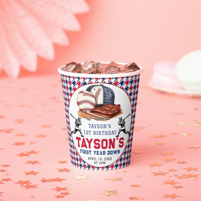Vasos De Papel Primer año en el Béisbol Fiesta de cumpleaños (in situ)