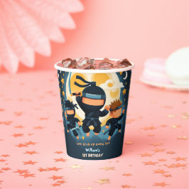 Vasos De Papel Primer cumpleaños de Act War Fight Boy Moon Ninja 