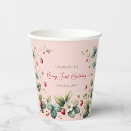 Vasos De Papel Primer cumpleaños de Berry, Personalizado rosa