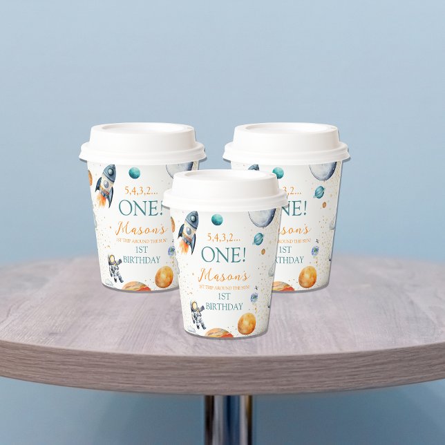 Vasos De Papel Primer cumpleaños de Cosmic Journey Boy (Subido por el creador)