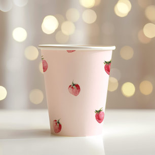 Vasos De Papel Primer cumpleaños de fresa