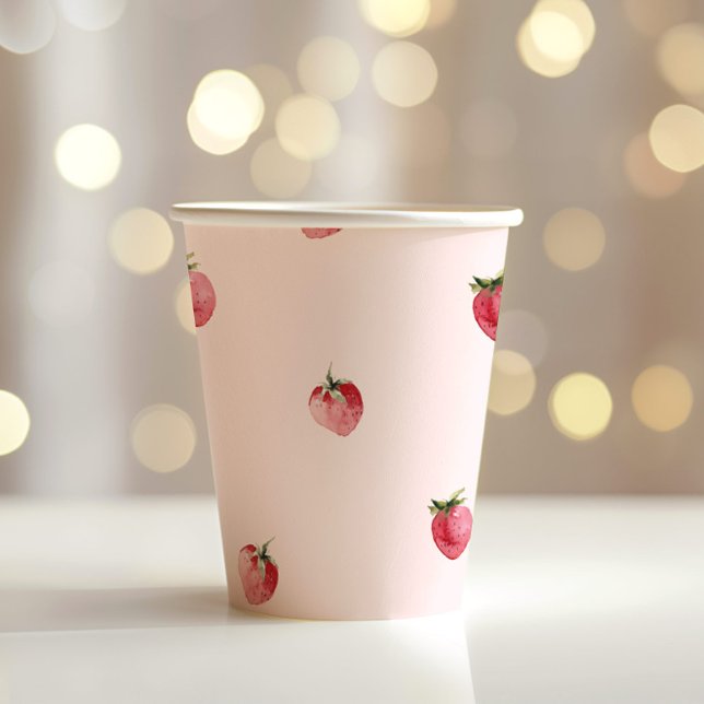 Vasos De Papel Primer cumpleaños de fresa (Subido por el creador)