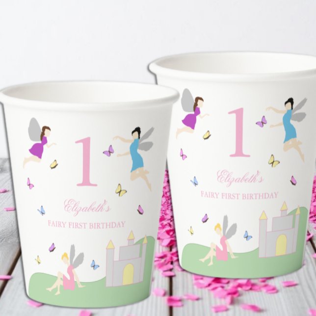 Vasos De Papel Primer cumpleaños de hada (Subido por el creador)