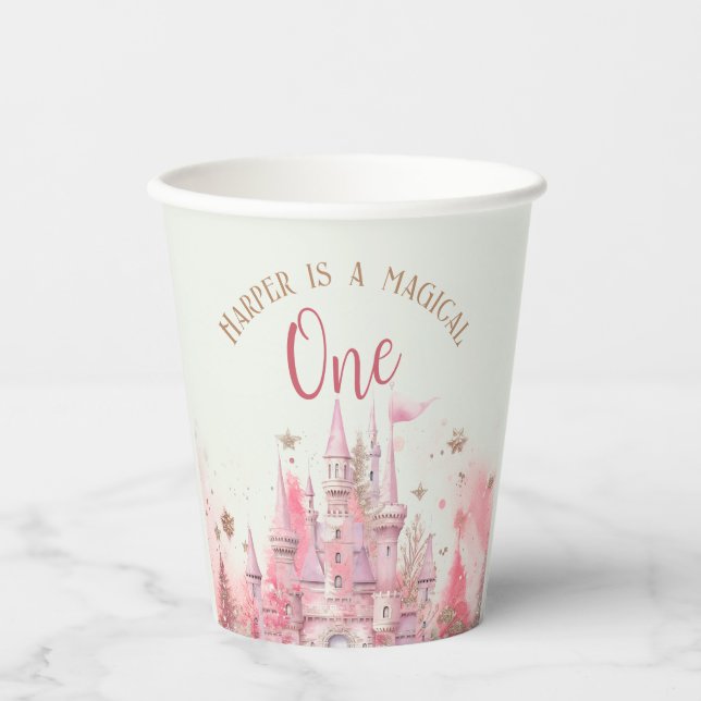 Vasos De Papel Primer cumpleaños de la fantástica Princesa de Inv (Anverso)