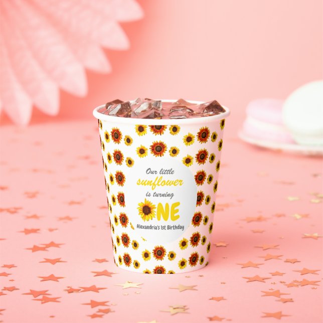 Vasos De Papel Primer cumpleaños de Little Sunflower (in situ)