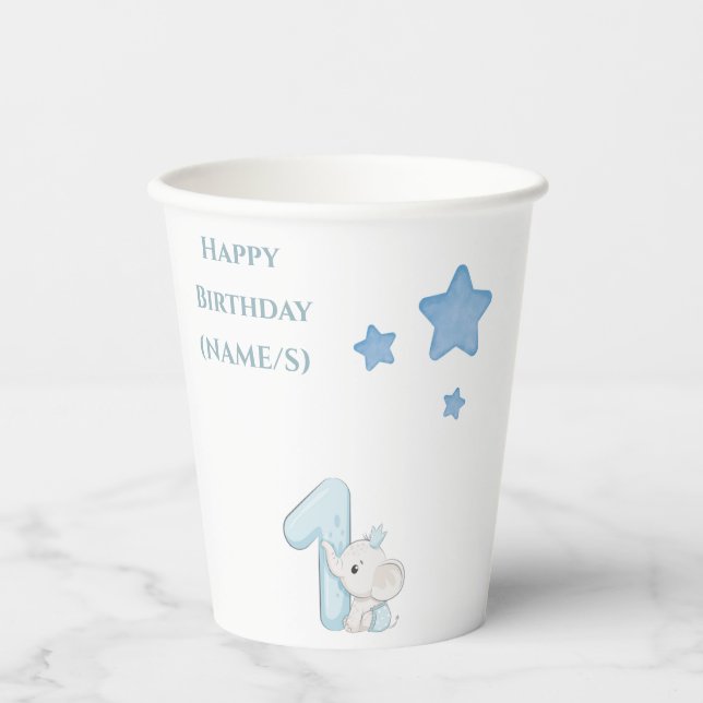 Vasos De Papel Primer Cumpleaños de los Niños Lindos (Anverso)
