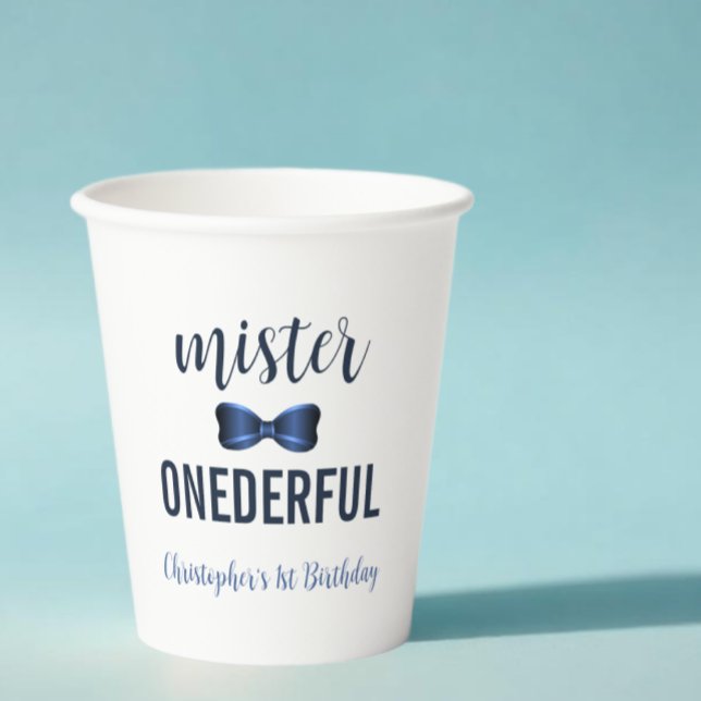 Vasos De Papel Primer cumpleaños de Mister OneMaravilloso Bow Tie (Subido por el creador)